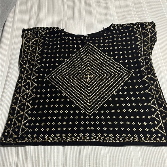 Free People Tops - Free People Black and Gold Geometric Blouse